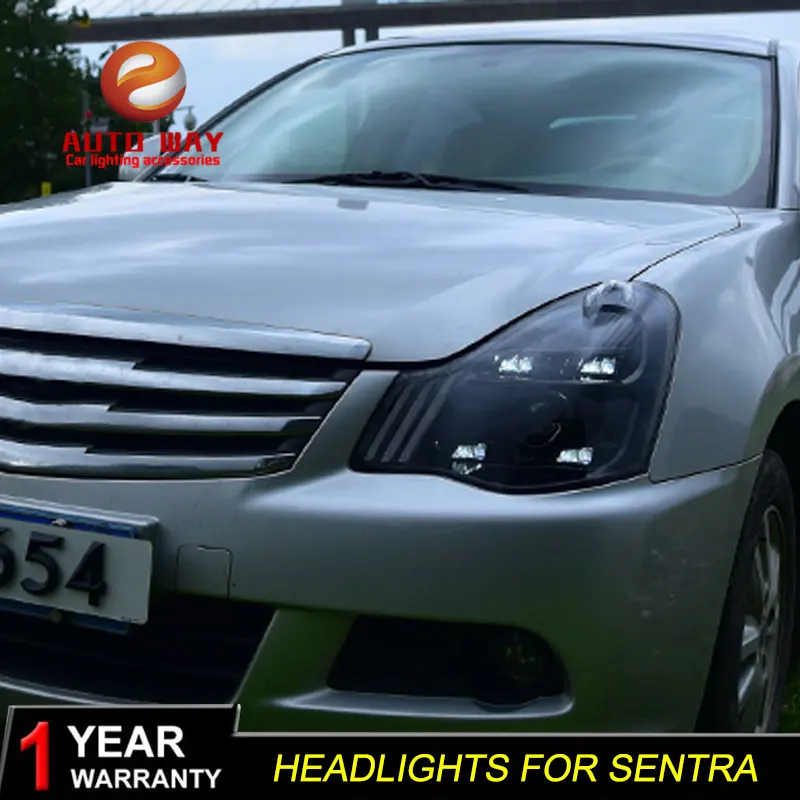 Автомобильный Стильный чехол на голову для Nissan Sentra фары 2008- СВЕТОДИОДНЫЙ Nissan Sentra фары DRL Двойной Луч би-ксенон HID