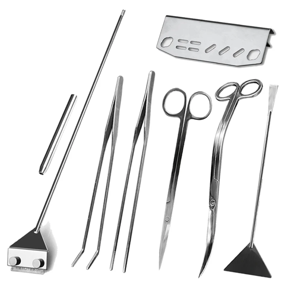1Pc Aquascape Tool Fish Tank Scissor Tweezer Spatula Algae Scraper Storage Rack Stainless Steel Aquatic Plants Aquascaping Tool