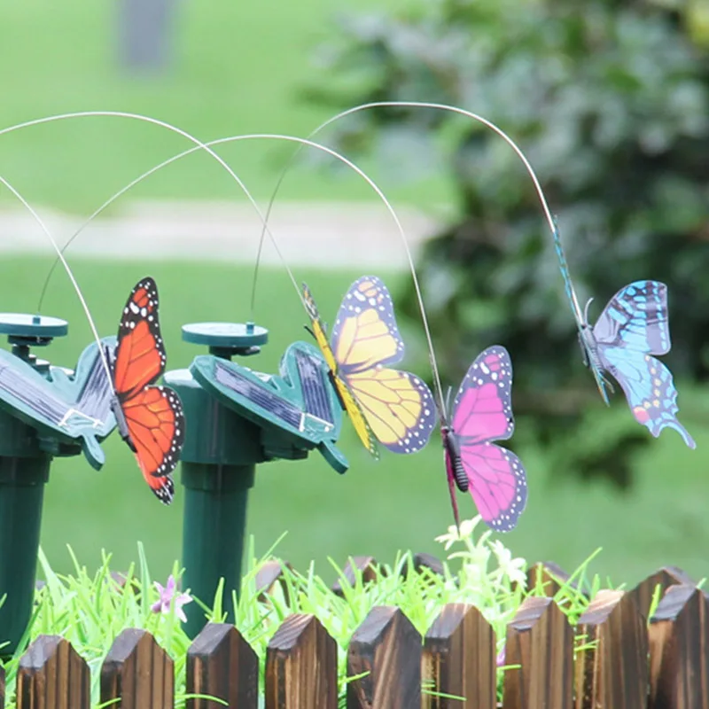 Easter Decora Colorful Vibration Solar Power Dancing Flying Fluttering Butterflies Hummingbird font b Home b font