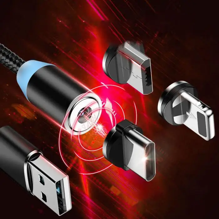 1 м 2.4A Магнитный кабель 3 в 1 type C USB зарядный кабель для Android iOS системы для iPhone Xiaomi samsung черный красный