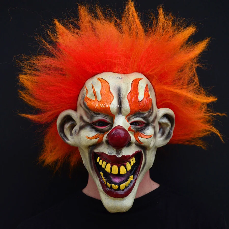 

Flame Clown Mask Evil Scary Halloween Masks Mascaras De Latex Realista Masquerade Party Cosplay Masque Funny Joker Maska Horror