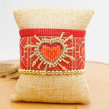 

Go2boho Unique Bracelet For Women MIYUKI Bracelets Jewelry Red Heart Pulseras Mujer Moda 2020 New Tassel Handmad Loom Beads Gift