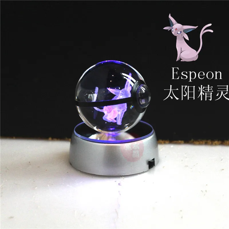 Стиль Pokemon Ball с гравировкой хрустальный шар для подарка с Led светильник - Цвет: espeon