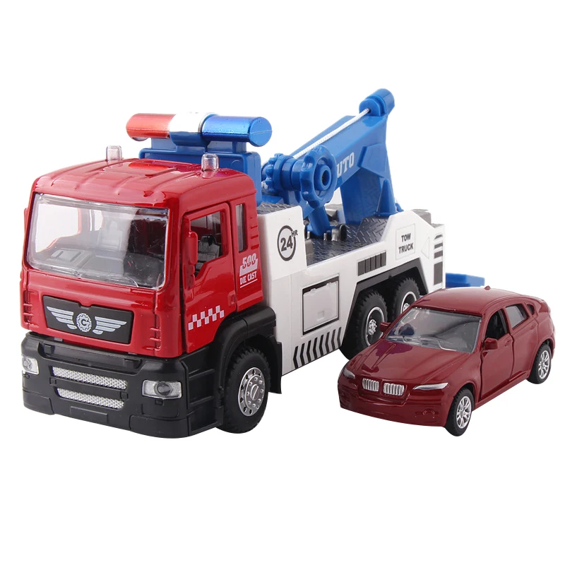 

Alloy Tow Truck Set (1 Truck Plus 1 Smaller Car) Die-Cast Car Head Car Lights & Sound Function Toy