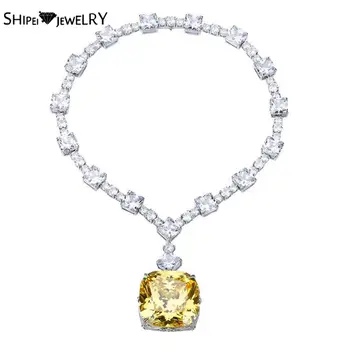 شراءShipei Luxury 925 Sterling Silver Created Moissanite Diamonds Gemstone Wedding Fine Jewelry Engagement Vintage Pendant Necklace