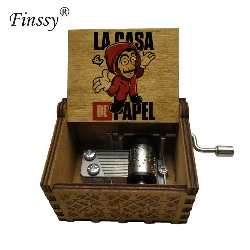 Wooden La Casa De Papel Money Heist figure print bella ciao Music Box Musical Box Birthday Gift Christmas Gift New Year Gift - Цвет: Music-27