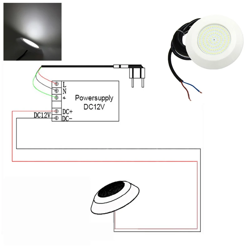 Surface Pool Light 12W 12Vdc Slim Wall Mounted Swimming Pool LED RGB Synchronous Warm White underwater solar lights Underwater Lights