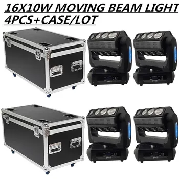 

4PCS/16X10W moving beam light+Flight Case rgbw 4in1 Moving head light dmx512 control disco light professional dj equipment
