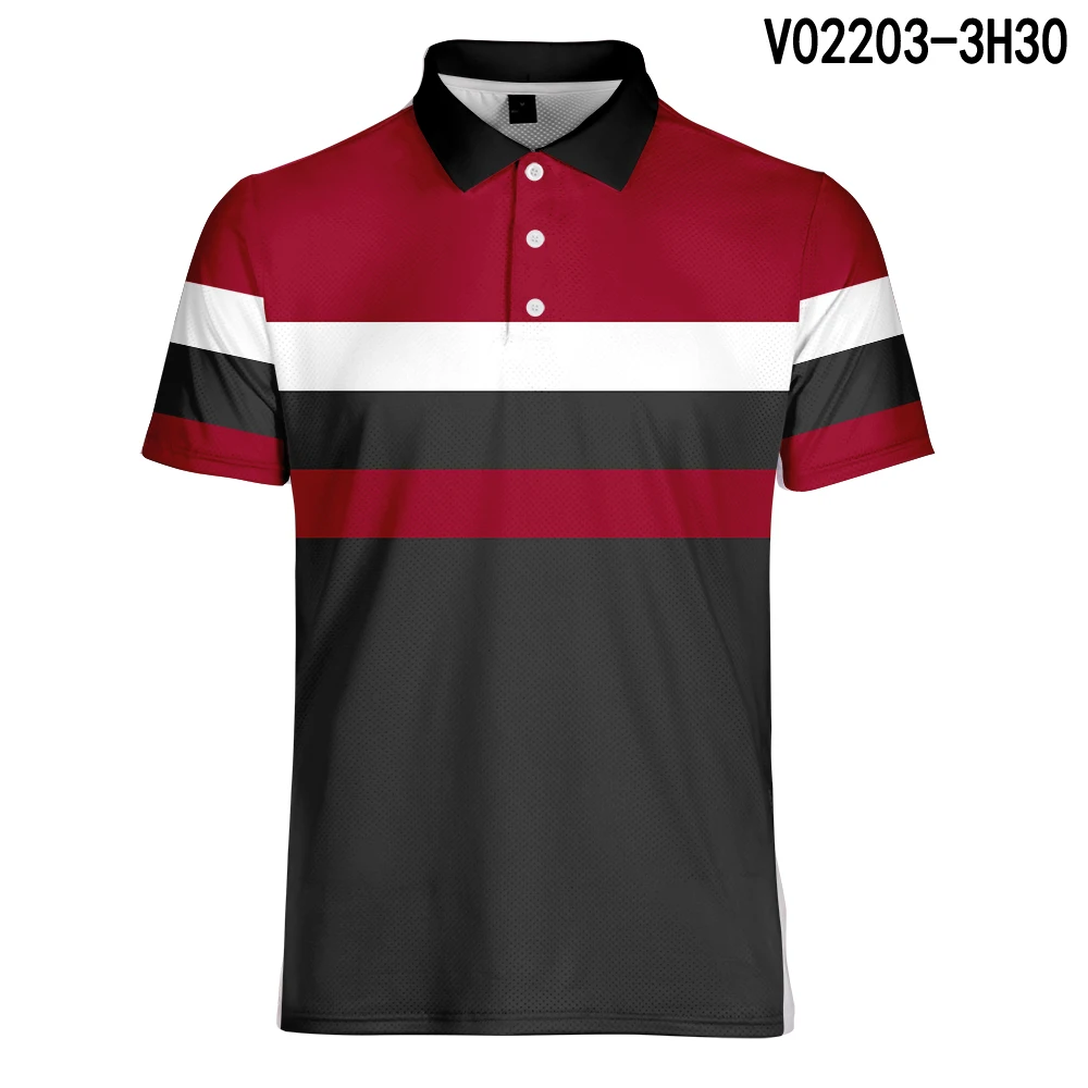 WAMNI/брендовая быстросохнущая деловая 3D рубашка поло, Спортивная свободная Harajuku в красную и белую полоску, Повседневная Уличная футболка для бадминтона - Цвет: V02203