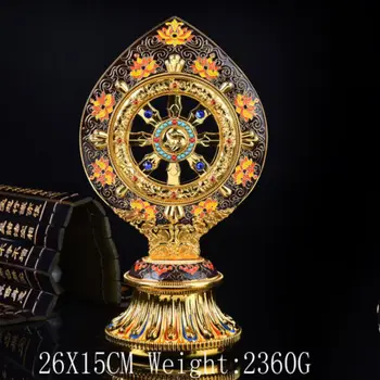 

Tibet Tibetan Mikky Cloisonne Enamel Dharmacakra Padipata Divine Focus Statue