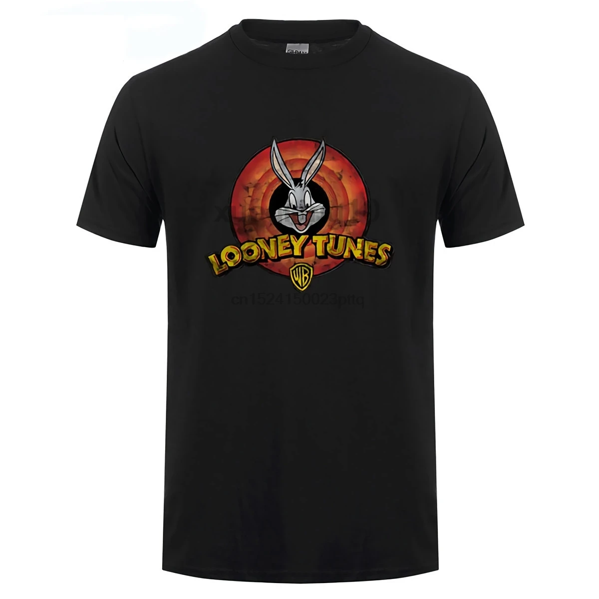 Looney Tunes Logo Bugs Bunny Daffy Duck Vintage Official Black Mens T-shirt | Мужская одежда