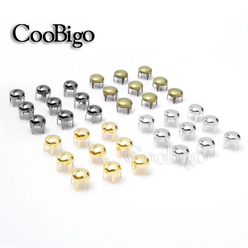 50 Crystal 6mm Round Studs Spots Punk Nailheads Spikes for Bag Shoes Bracele 4M3