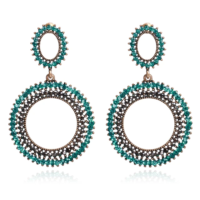 Ztech New Green Series Set Earrings Designer Jewelry Crystal Tassel Za Accessories Handmake Statement Bijoux Pendientes Brincos E1582