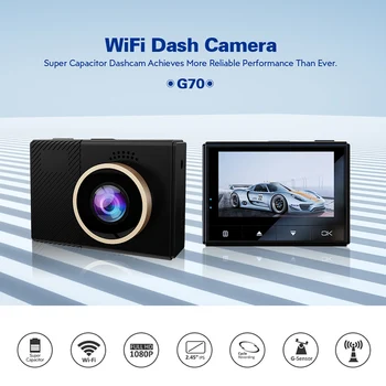 

Hot 2.45" IPS Display Full HD 1080P 150 Wide Angle Car DVR Super Capacitor WIFI Real-time View and Share with G-Sensor WDR