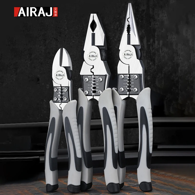 AIRAJ 9'' Multi Function Pliers Set Combination Pliers Stripper Crimper Cutter Heavy Duty Wire Pliers Diagonal Pliers Hand Tools