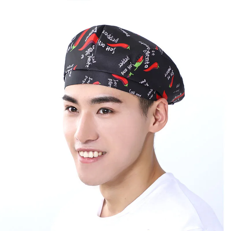 Men Women Mesh Patchwork Chef Restaurant Kitchen Cooking Work Wear Hats Beret Hotel Bakey Cafe Waiter Breathable Cap 56-58cm chef hat