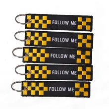 5 PCS/LOT Follow Me Embroidered Keychain Fashion Car Key Chain Embroidery Key Chains Key Fob Wholesale Car Keyring