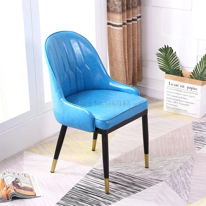 Нордический обеденный стул домашний стул простой современный макияж Спинки Ins чистая красный стул стол стул - Цвет: Blue