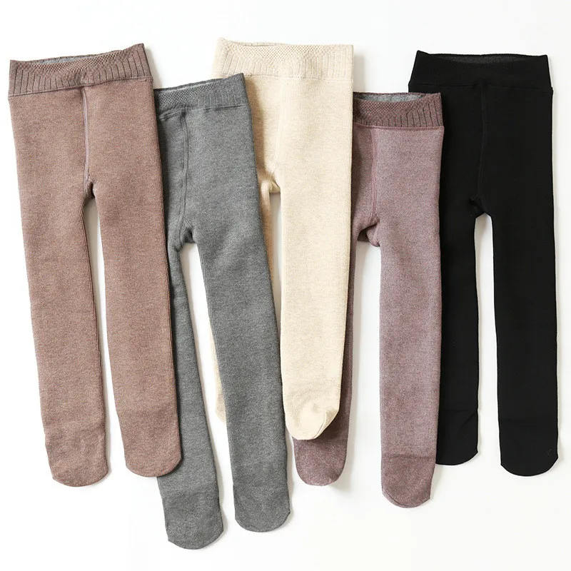 

Baby Winter Tights Girls Cashmere Pantynose Elastic Waist Thickened Solid Color Skinny Fleece Warm Soft For Children Fashion