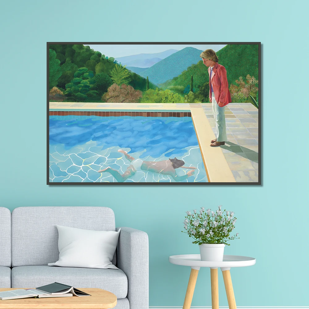 David Hockney Pool с двумя фигурами Картина на холсте плакаты принты квадратные картины