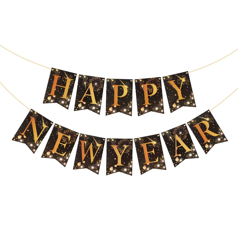 Happy New Year Decorations 2022 Christmas Balloons Decor Gold Black Disposable Tableware For Home New Year's Eve Party Ornaments
