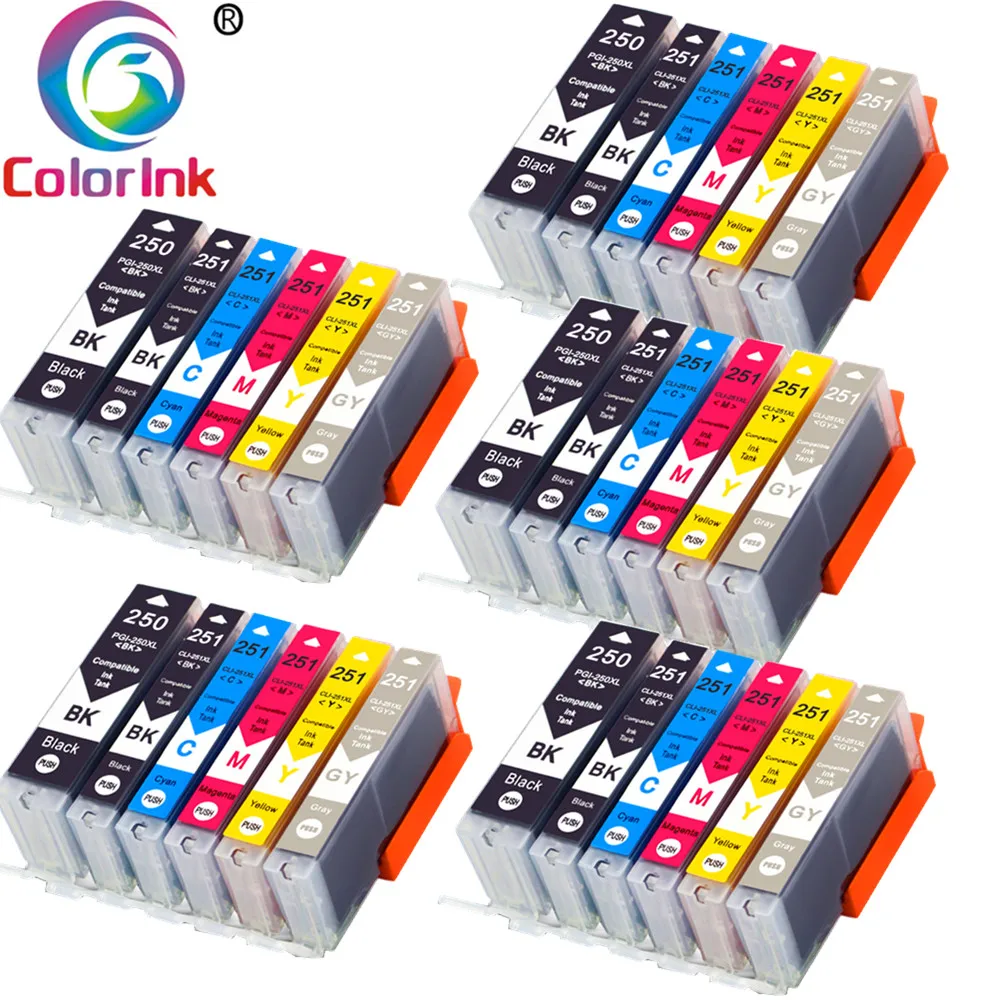 ColorInk 30Pk For Canon 250 251 250XL Ink Cartridge PG250XL CL251XL MX922 IX6820 MG-5420 MG-5422 MG-5520 printer replacements | Компьютеры