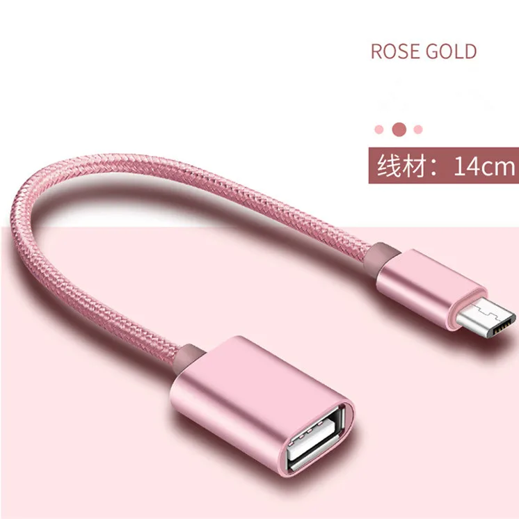 1 шт. Micro USB OTG кабель type C к USB адаптер OTG Зарядка Micro зарядное устройство кабель для передачи данных конвертер для Xiaomi для samsung для huawei - Цвет: Rose Gold