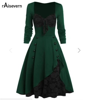 

Plus Size S-5XL Women Vintage Dress 50s 60s Rockabilly Lace Swing Pin Up Party Dresses Elegant Tunic Vestidos Drop Shipping