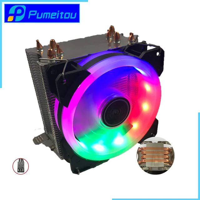 Pumeitou Amd Intel Cpu Fan Rgb Support 3 Pin 4 Pin Heat Pipe Aluminum Cooler New Fans Cooling Aliexpress