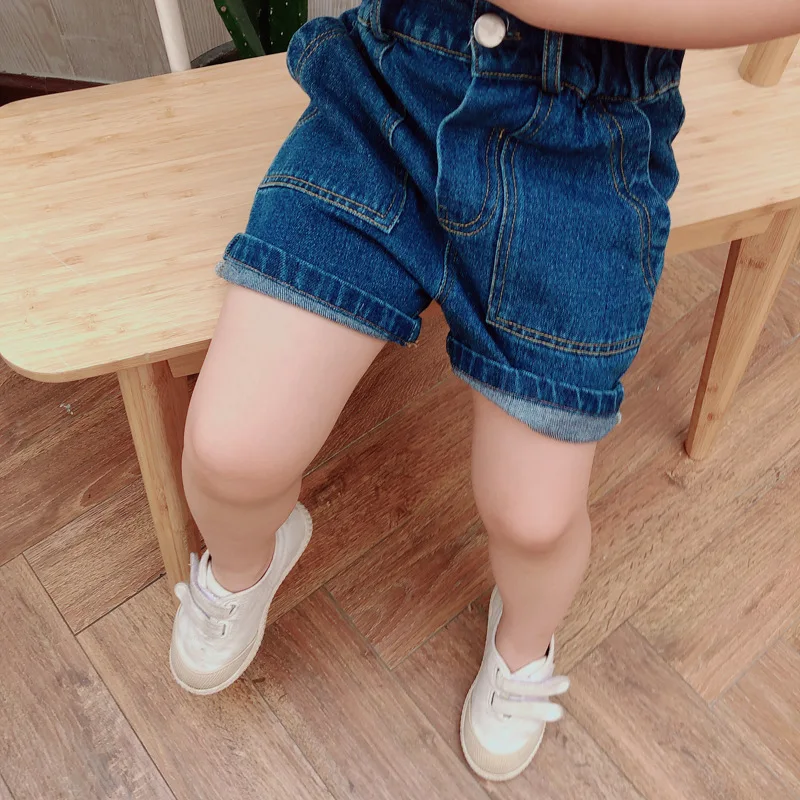 Summer New Style Korean-style Children‘s Jeans Men And Women Children Cotton Denim Short Baby Fashion Cowboy Pants