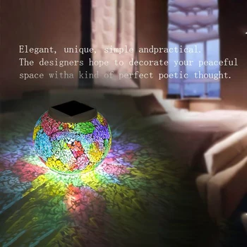 

Solar Powered Mosaic Glass Ball LED Garden Lights Colorful Solar Table Lamps Mosaic sun jar Colorful sun jar