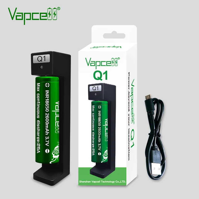 Vapcell 14500 1000mah 3A батарея и Q1 зарядное устройство для фонарика - Цвет: 1charger