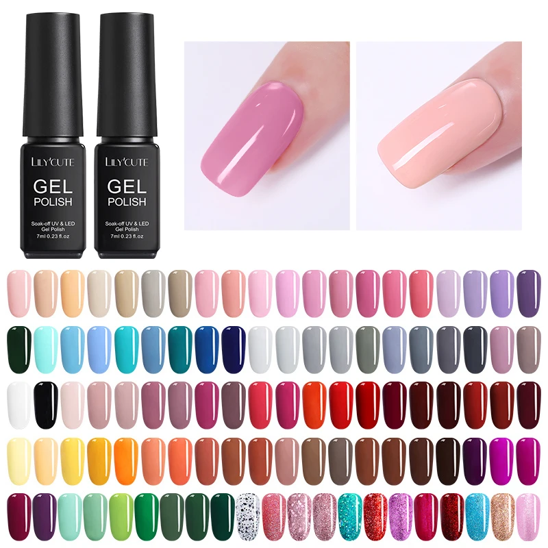 

LILYCUTE 7ml Nail Gel Polish Pink Red Nail Color UV Gel Soak Off UV Led Gel Semi Permanent UV Nail Art Gel Varnish