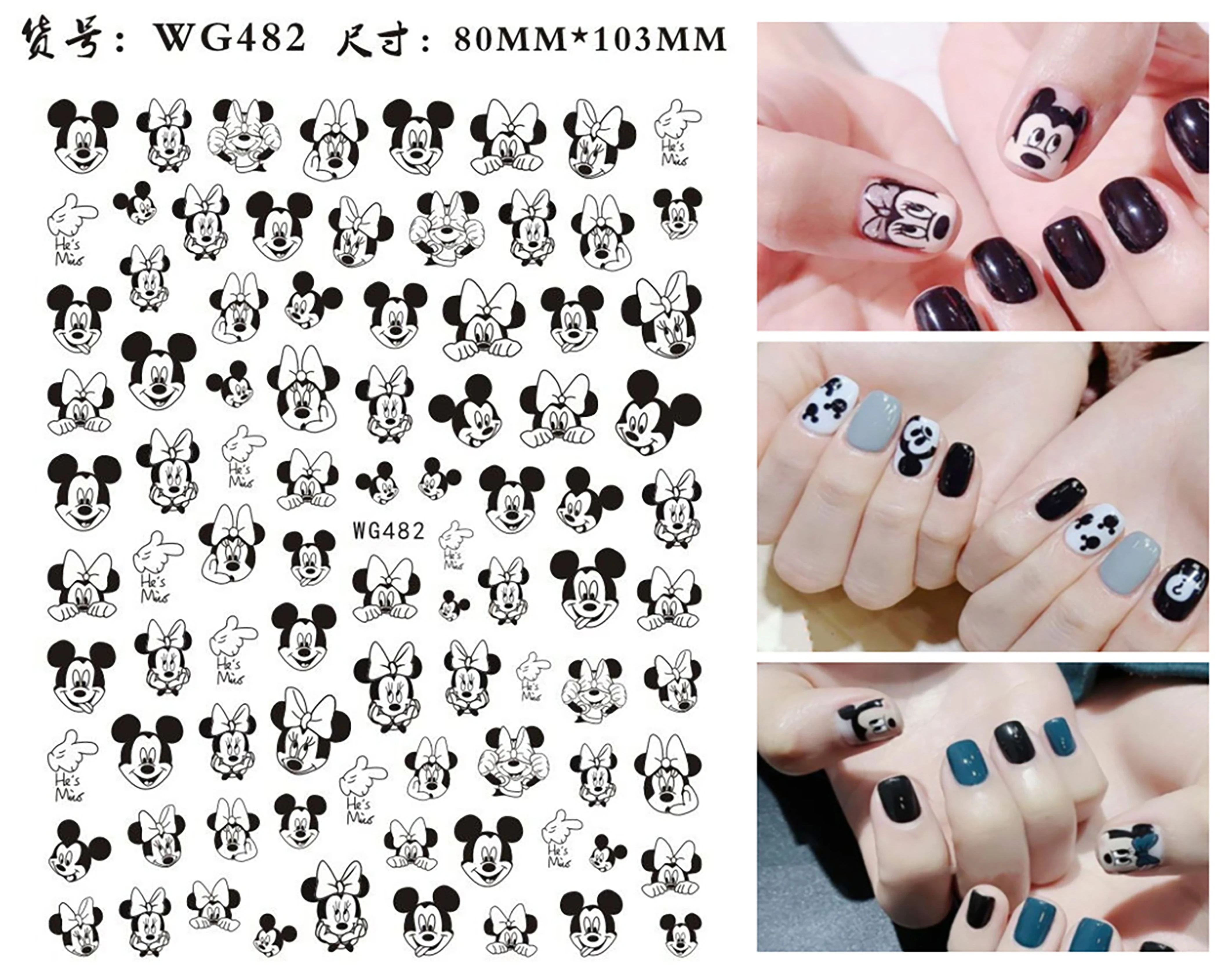 Disney Nail Art Decals Disney Princess Mickey Mouse Stickers Nail Art  Stickers Handmade DIY Nail Art