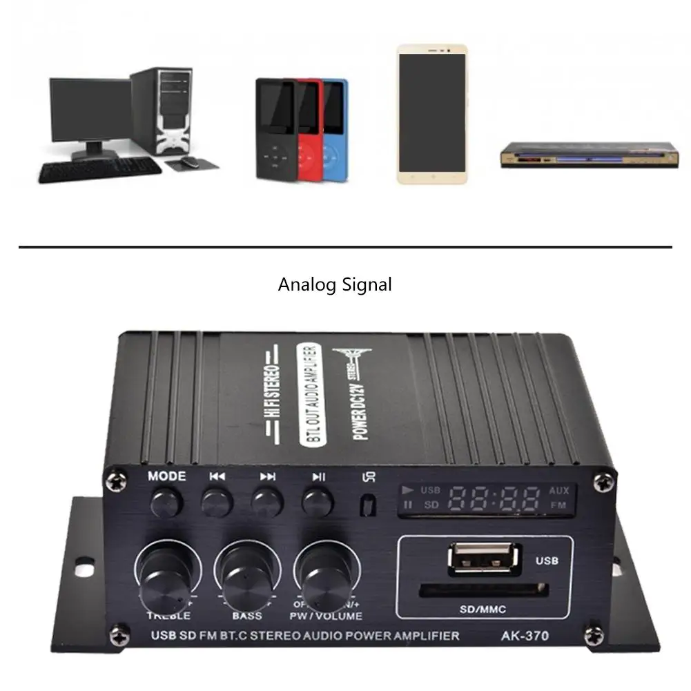 

Motorcycle Car Power Amplifier 12V Mini HIFI Stereo Amplifier Auto Boat Home Digital Audio Amp W/ Remote Control