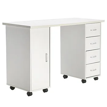 

Double Edged Manicure Nail Table with Drawer Station Desk White US Shipping