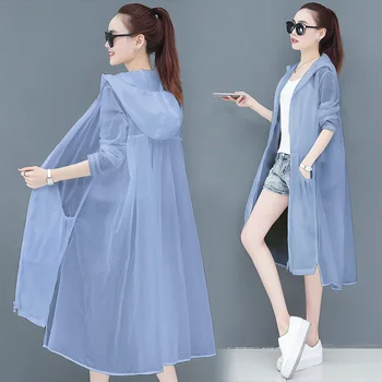 

#3545 Summer 2020 Casual Breathable Transparent Sunscreen Jacket Women Long Kimono Jacket Loose Sunscreen Thin Jacket Coat