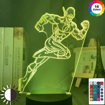 

3d Lamp Marvel The Flash Running Figure Nightlight Home Decor Atmosphere RGB Color Changing Usb Led Night Light Christmas Gift
