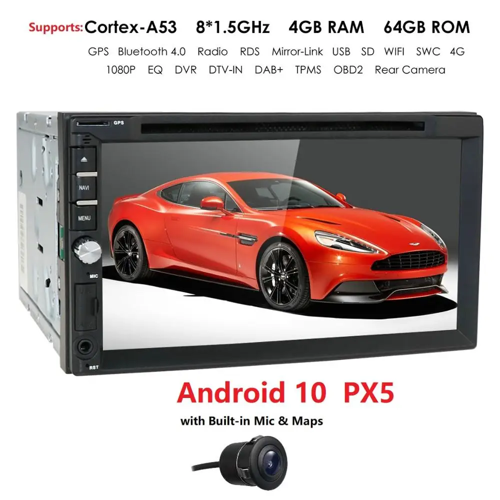 Автомагнитола OctaCore универсальная мультимедийная система на Android 10 с 7 "экраном