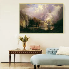 

Albert Bierstadt " Rocky Mountain Landscape " Canvas Oil Painting Scenery Aesthetics Picture Decor Home Living Room Decoration