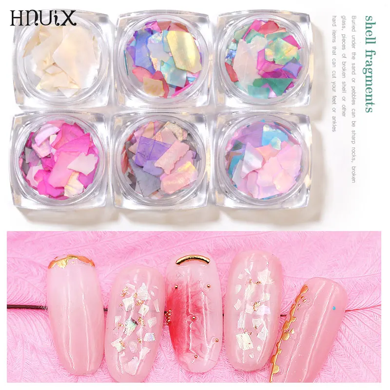 

6Colors 3D abalone shell irregular Nail Art decorations UV Gel snowflake cursor nails shimmering pearl jewelry tips manicure