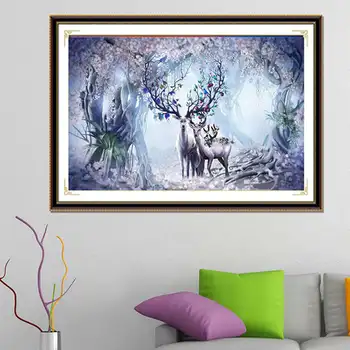 

New Diy 5D Diamond Painting, Rhinestone Diamond Embroidery Paintings Pictures Arts Craft For Home Wall Decor-- Elk House