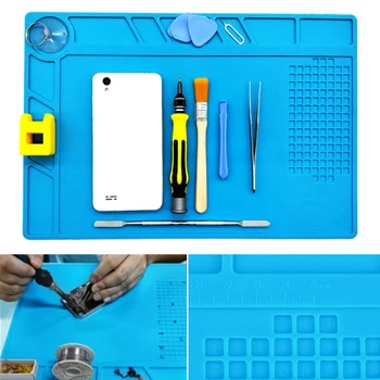 

Silicone Heat Insulation Desk Pad Mat Soldering Station Phone Repair Maintenance (13.2x8.9 inch)