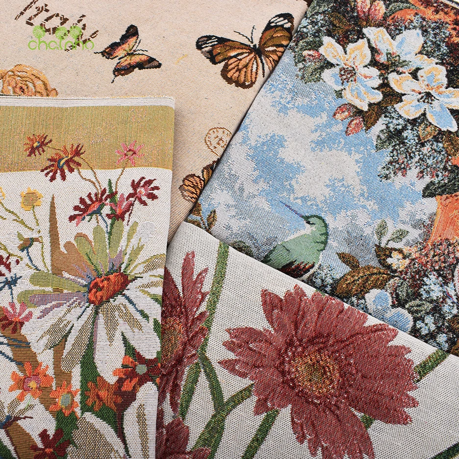 Chainho, 4 шт. Цветочная серия, окрашенная пряжа полиэстер хлопок Лоскутная Ткань, жаккардовая ткань для DIY швейная подушка, подстилка, материал сумки