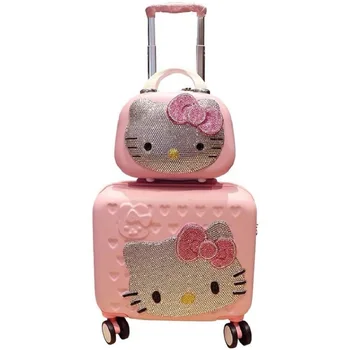 18/20Inch PC Handmade Custom Trolley Suitcase Set Roller Trolley Luggage Ladies Cosmetic Case Small Cabin Girl's Gift 1
