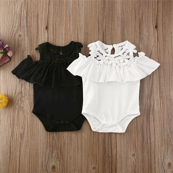

0-18M Newborn Kids Baby Girl Clothes Lace Off Shoulder Summer Romper Jumpsuit Elegant Plain Casual Sunsuit lovely Cotton Outfits