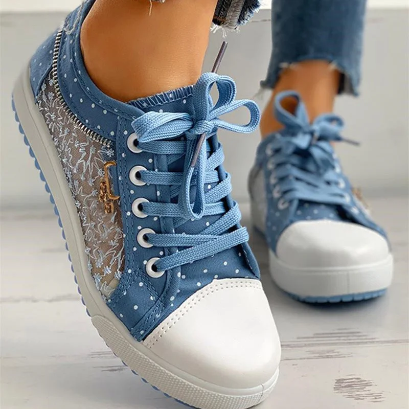 women's vulcanize shoes best of sale 2022 Summer autumn Women's Hollow Denim Sneakers Flat Casual Sports Female Shoes Breathable Shoes Student Mesh white Shoes 40 women's vulcanize shoes low heel	 Vulcanized Sneakers