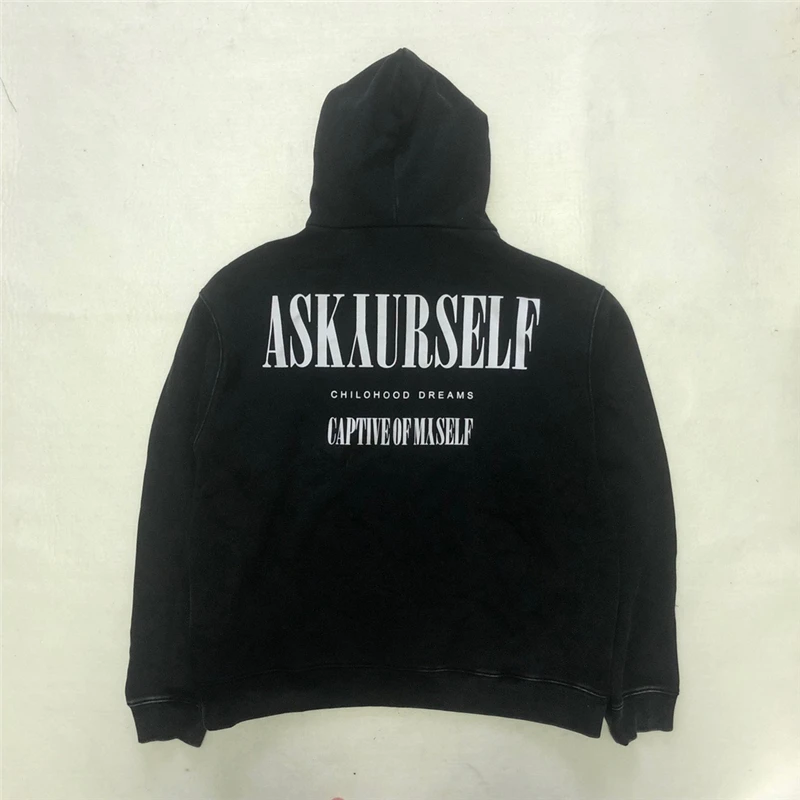 Oversized 1:1 High-Quality Nice Washed ASKYURSELF Pullovers Sweatshirts Yellow Embroidered Oval Logo Hoodie Men Women | Мужская одежда