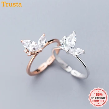 

Trustdavi 100% 925 Sterling Silver Cute Twinkling Butterfly CZ Open Finger Ring For Women Girls Silver 925 Jewelry DS360