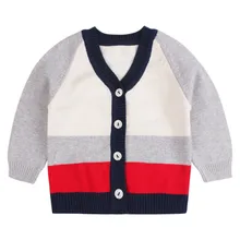 Зимний Кардиган для маленьких мальчиков в стиле пэчворк с длинными рукавами и v-образным вырезом; Повседневный свитер для девочек из органического хлопка; безопасность для малышей; одежда для маленьких мальчиков